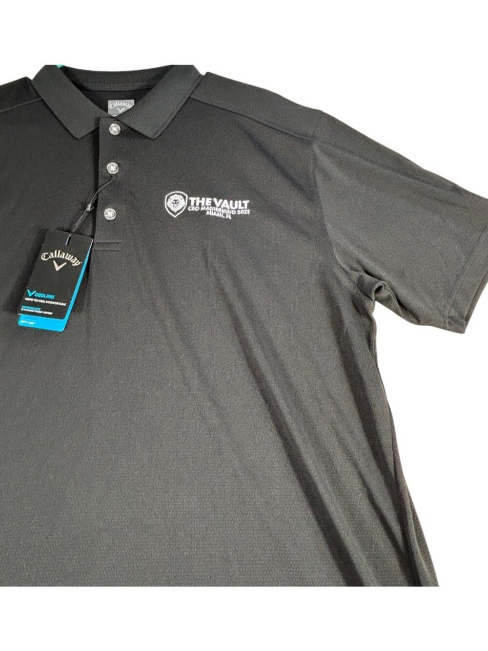 NEW Callaway Polo Shirt XL Black The Vault CEO Mastermind 2022 Miami FL Opti-Dri